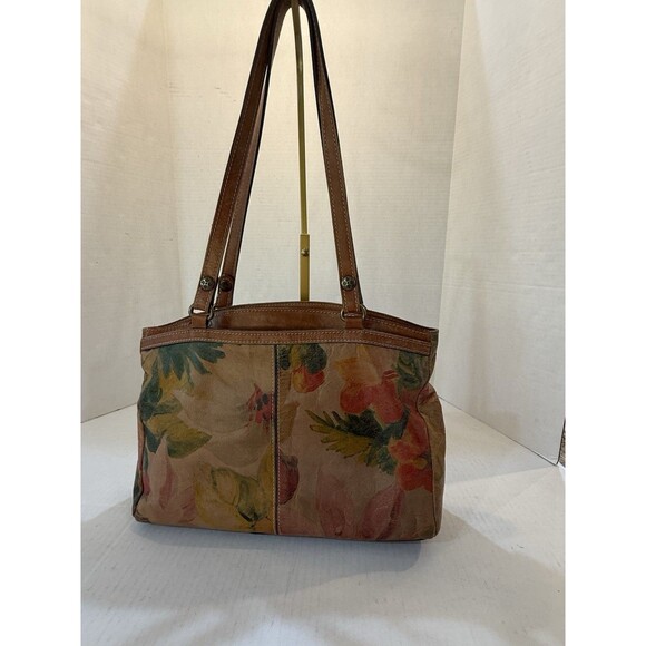 Patricia Nash Reinzo Hand Painted Floral Dual Handle Shoulder Bag Italian Leathe - Picture 3 of 16